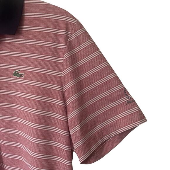 Lacoste Sport Mens Size 4XL Presidents Cup Burgundy Striped Golf Polo Shirt - Picture 5 of 9